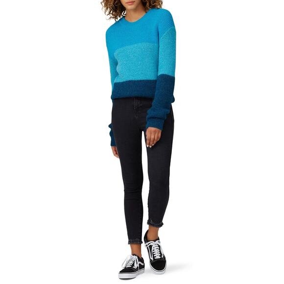 VEDA Blue Ombre Striped 100% Alpaca Wool Long Sleeve Ranch Road Sweater sz M - Picture 8 of 12